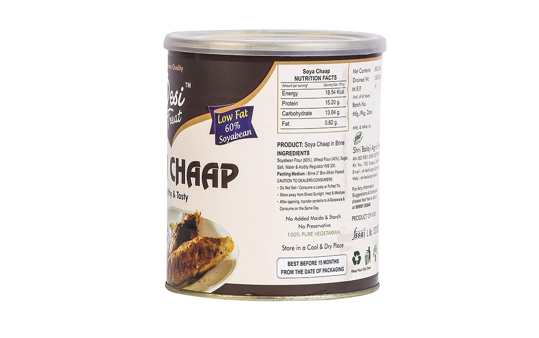 Desi Treat Veg. Soya Chaap    Tin  800 grams